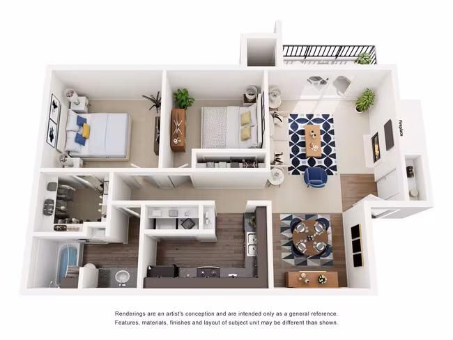 2 Beds • 2 Bath 0622 floor plan